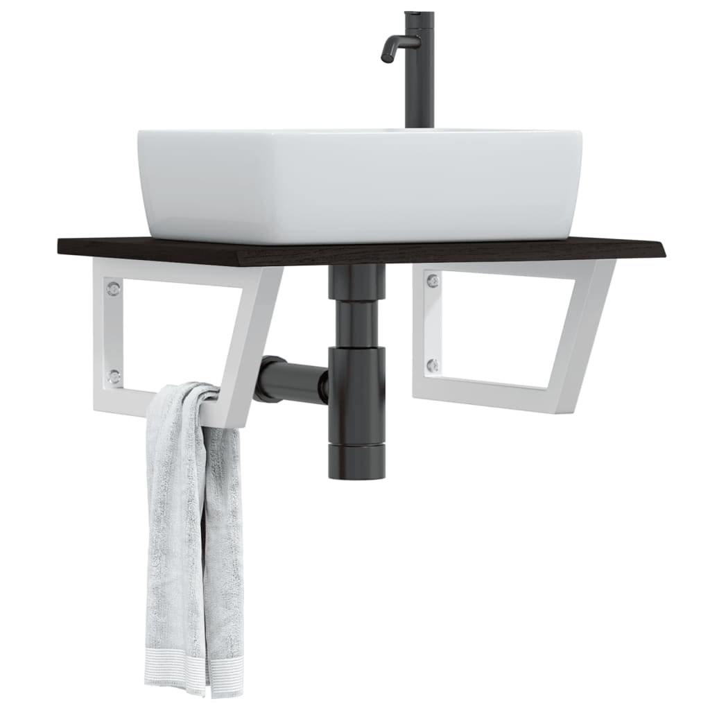 vidaXL Basin Shelf Wall Mounted Steel and Solid Wood Oak
