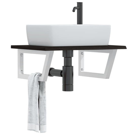 vidaXL Basin Shelf Wall Mounted Steel and Solid Wood Oak