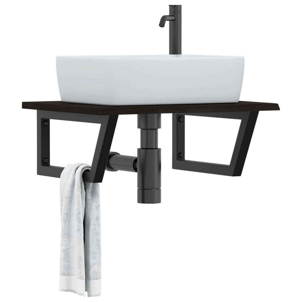 vidaXL Basin Shelf Wall Mounted Steel and Solid Wood Oak