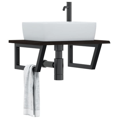 vidaXL Basin Shelf Wall Mounted Steel and Solid Wood Oak