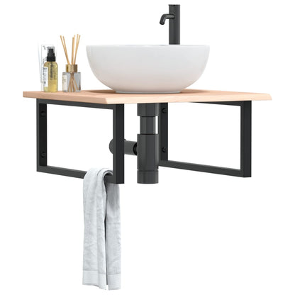 vidaXL Basin Shelf Wall Mounted Steel and Solid Wood Oak