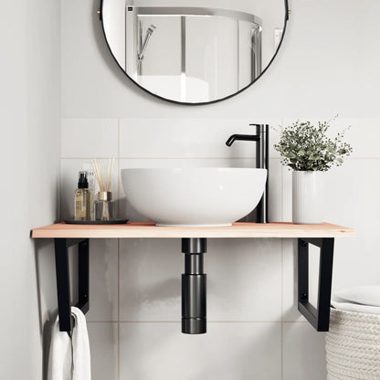 vidaXL Basin Shelf Wall Mounted Steel and Solid Wood Oak