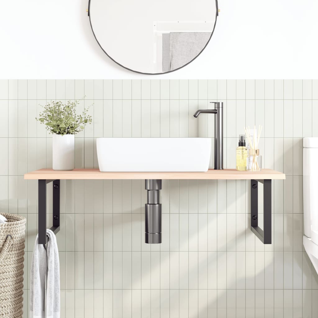 vidaXL Basin Shelf Wall Mounted Steel and Solid Wood Oak