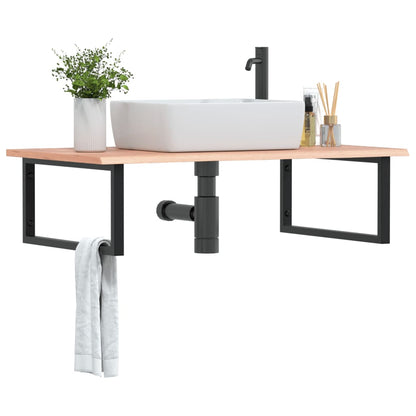 vidaXL Basin Shelf Wall Mounted Steel and Solid Wood Oak