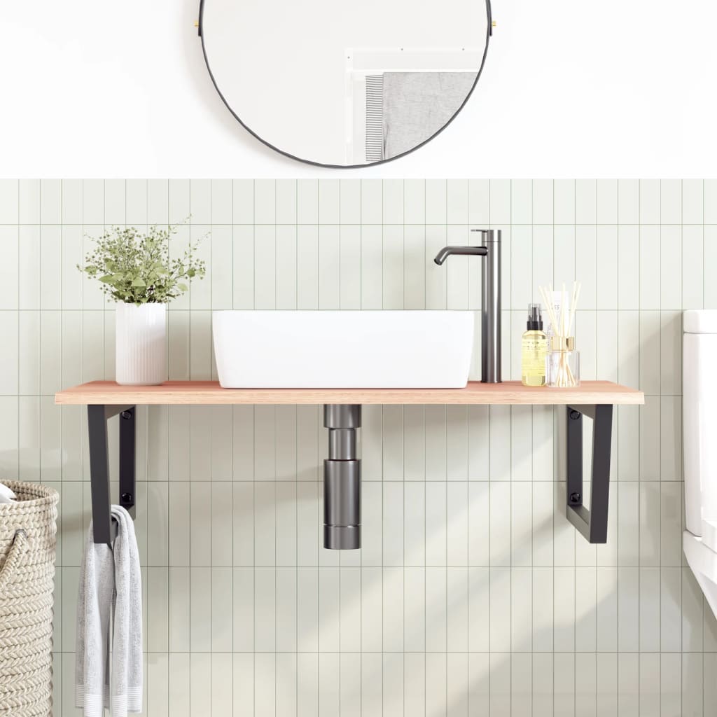 vidaXL Basin Shelf Wall Mounted Steel and Solid Wood Oak