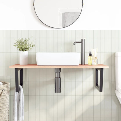 vidaXL Basin Shelf Wall Mounted Steel and Solid Wood Oak