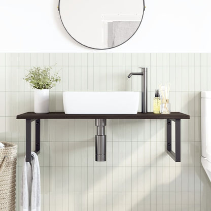 vidaXL Basin Shelf Wall Mounted Steel and Solid Wood Oak