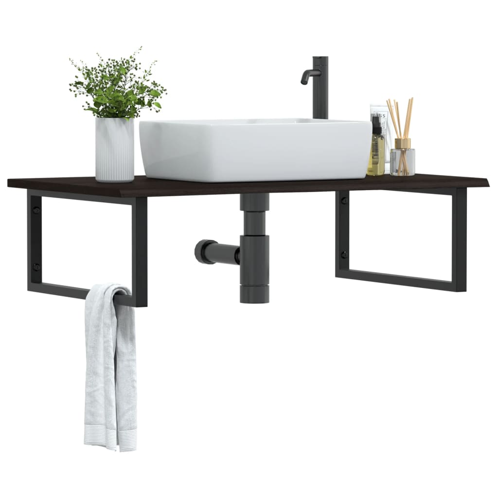 vidaXL Basin Shelf Wall Mounted Steel and Solid Wood Oak
