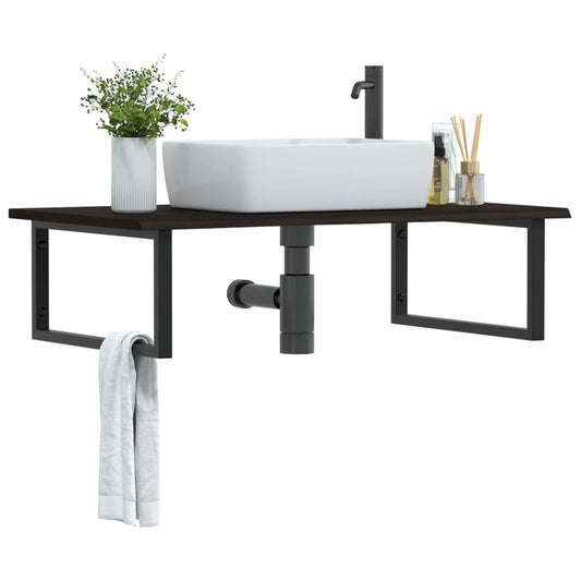 vidaXL Basin Shelf Wall Mounted Steel and Solid Wood Oak
