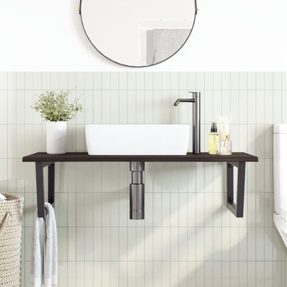 vidaXL Basin Shelf Wall Mounted Steel and Solid Wood Oak