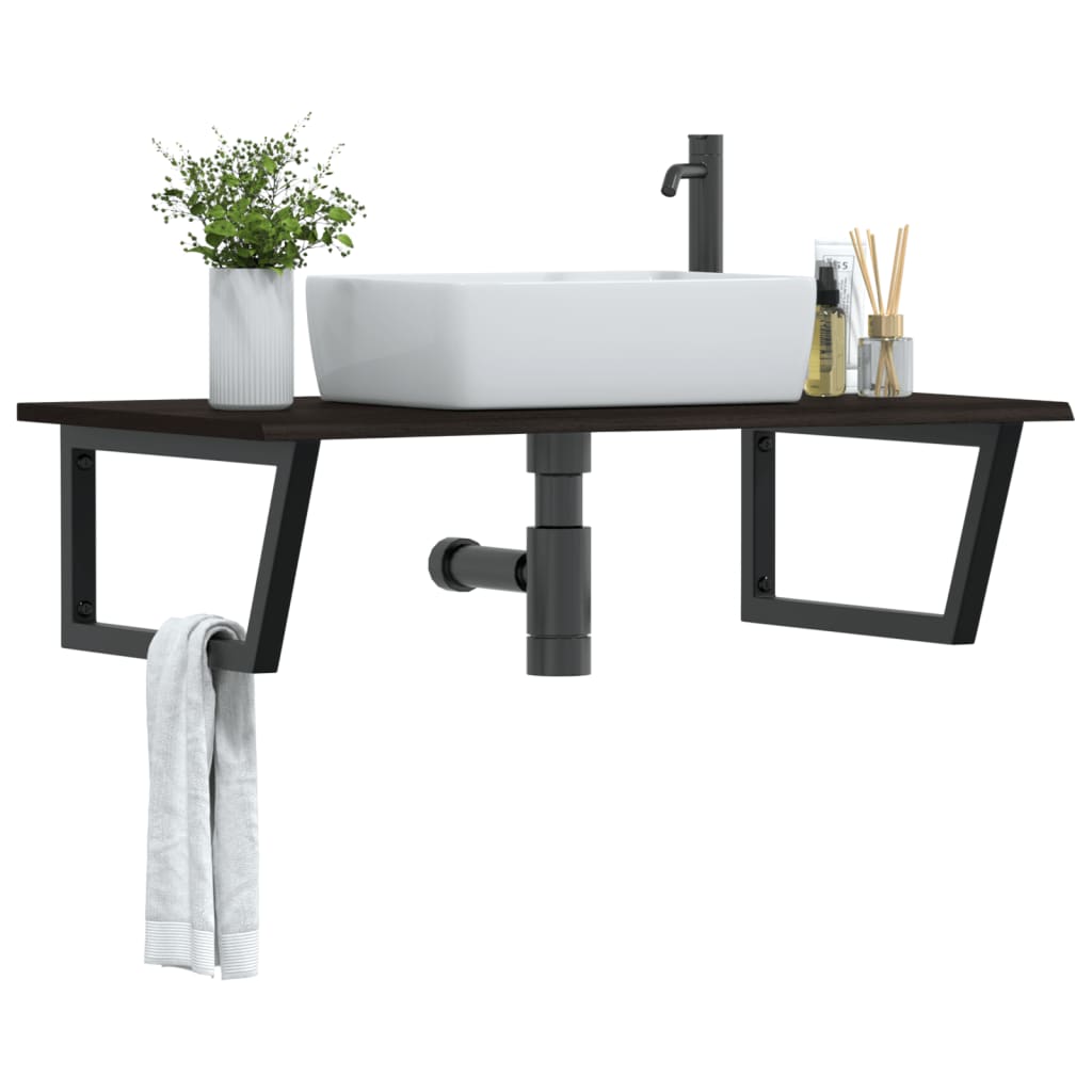 vidaXL Basin Shelf Wall Mounted Steel and Solid Wood Oak