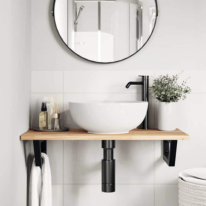 vidaXL Basin Shelf Wall Mounted Steel and Solid Wood Acacia