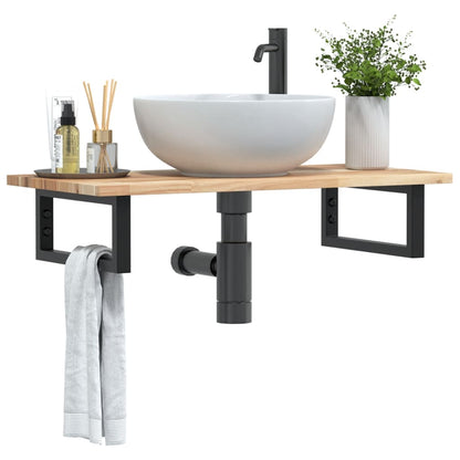 vidaXL Basin Shelf Wall Mounted Steel and Solid Wood Acacia