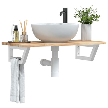 vidaXL Basin Shelf Wall Mounted Steel and Solid Wood Acacia