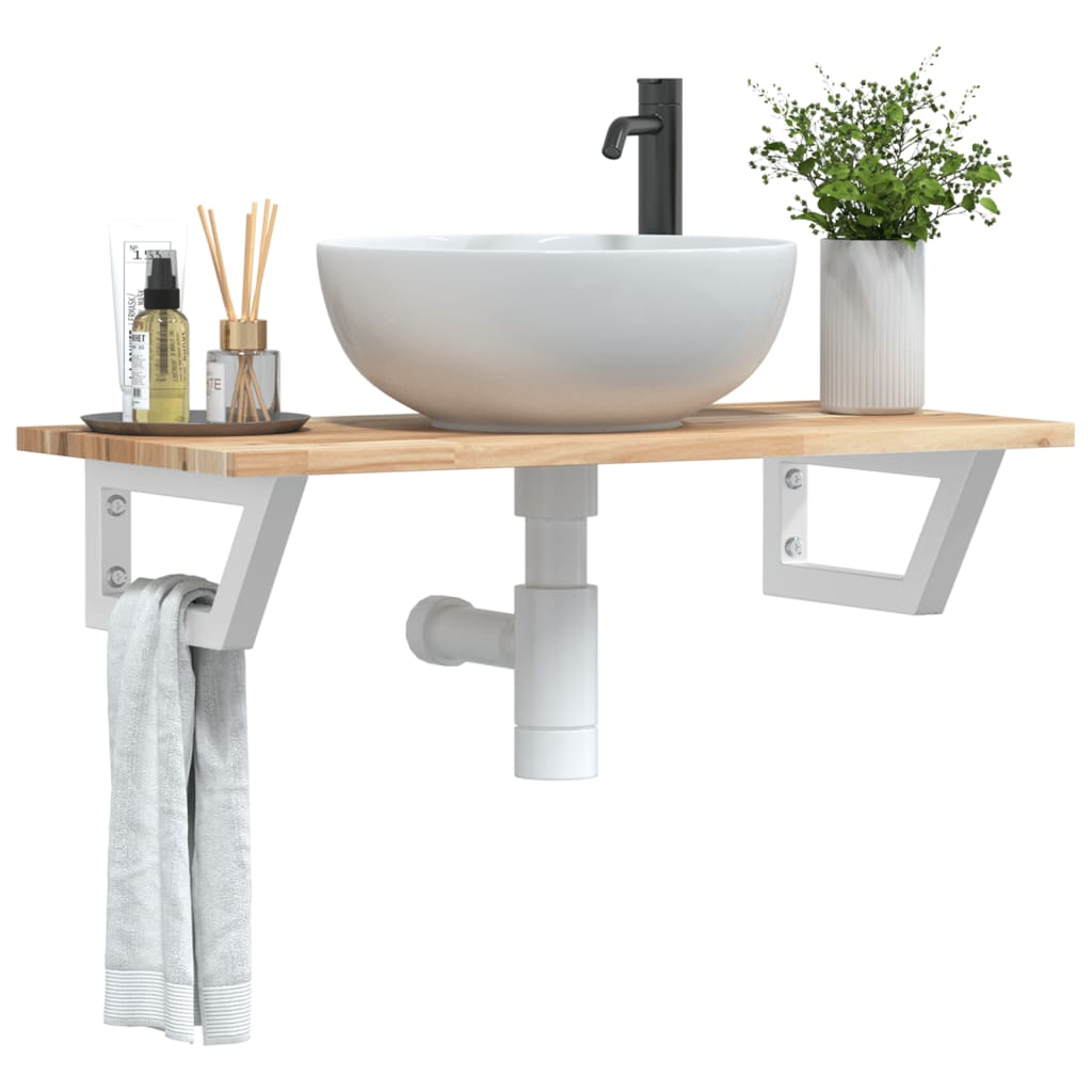 vidaXL Basin Shelf Wall Mounted Steel and Solid Wood Acacia