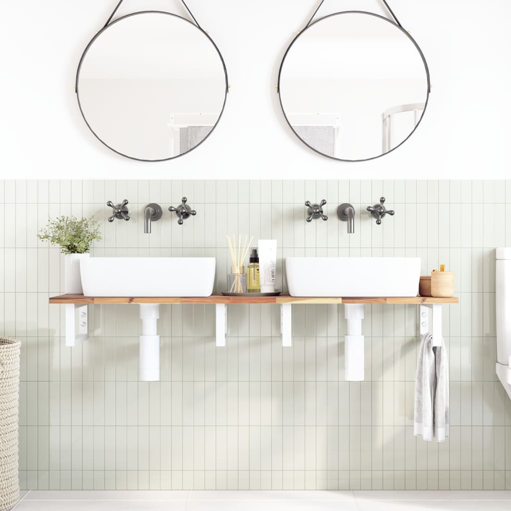 vidaXL Basin Shelf Wall Mounted Steel and Solid Wood Acacia