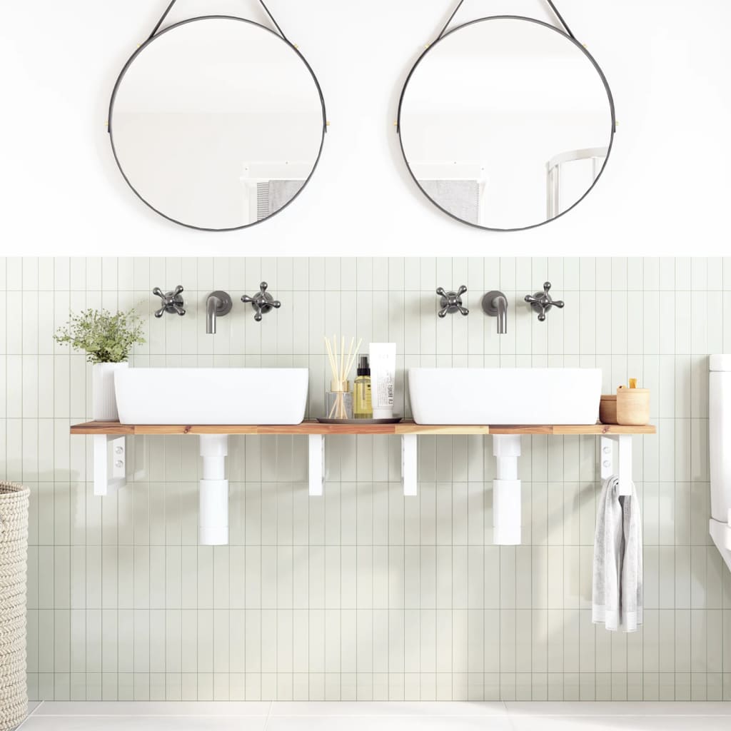 vidaXL Basin Shelf Wall Mounted Steel and Solid Wood Acacia