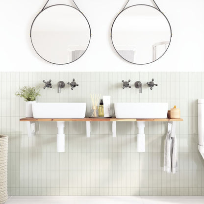 vidaXL Basin Shelf Wall Mounted Steel and Solid Wood Acacia