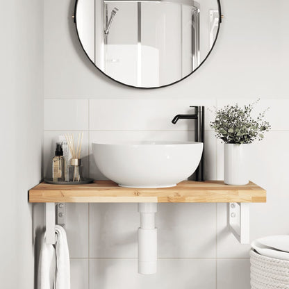 vidaXL Basin Shelf Wall Mounted Steel and Solid Wood Acacia