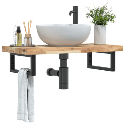vidaXL Basin Shelf Wall Mounted Steel and Solid Wood Acacia