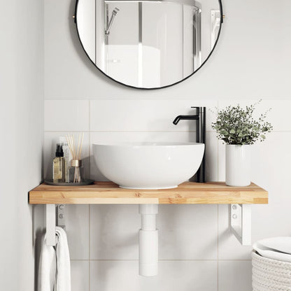 vidaXL Basin Shelf Wall Mounted Steel and Solid Wood Acacia