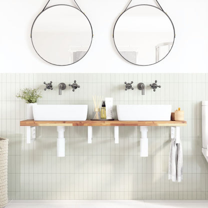 vidaXL Basin Shelf Wall Mounted Steel and Solid Wood Acacia
