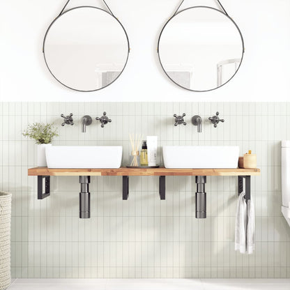 vidaXL Basin Shelf Wall Mounted Steel and Solid Wood Acacia