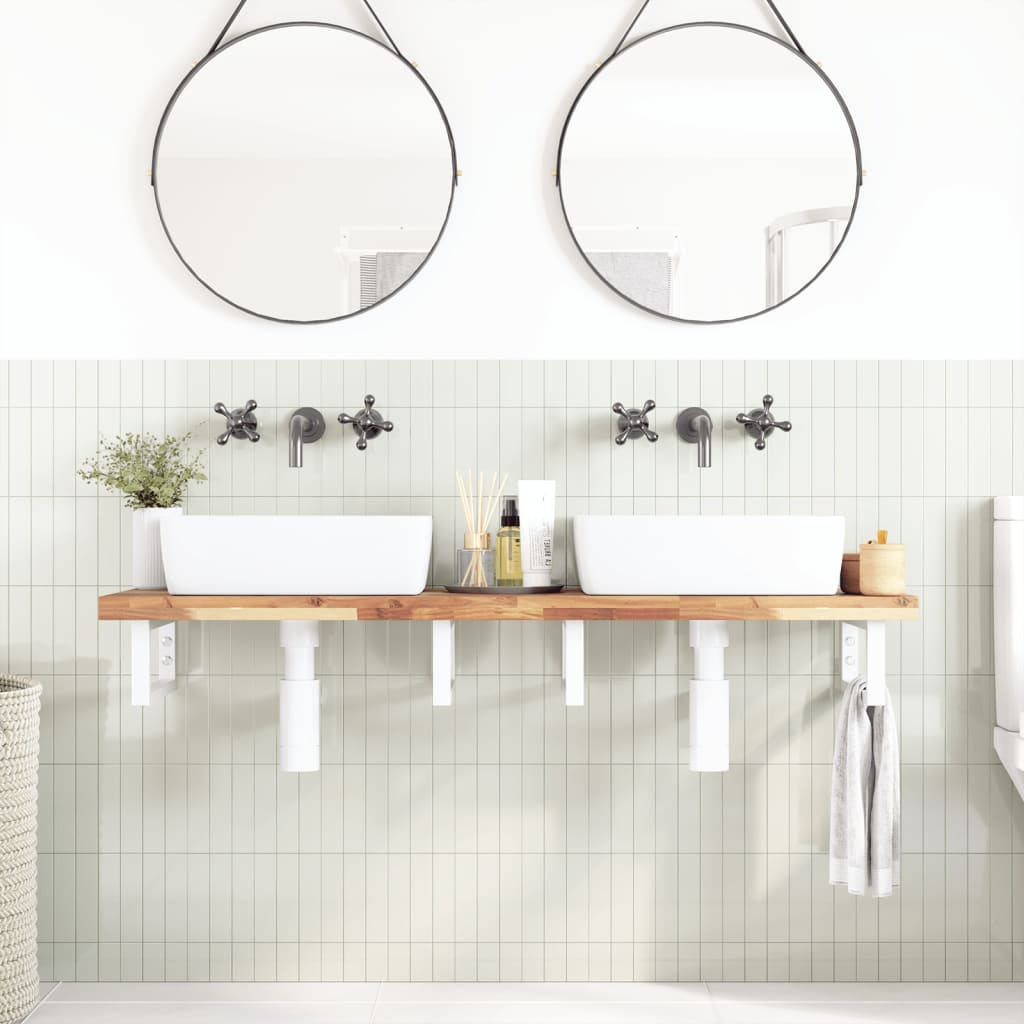 vidaXL Basin Shelf Wall Mounted Steel and Solid Wood Acacia