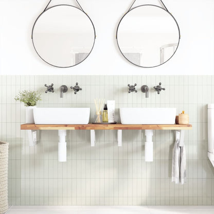 vidaXL Basin Shelf Wall Mounted Steel and Solid Wood Acacia