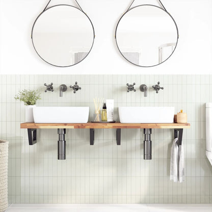 vidaXL Basin Shelf Wall Mounted Steel and Solid Wood Acacia