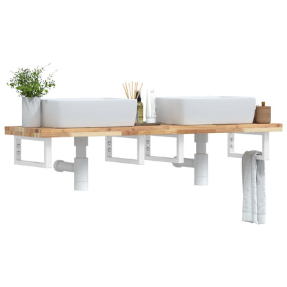 vidaXL Basin Shelf Wall Mounted Steel and Solid Wood Acacia