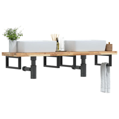 vidaXL Basin Shelf Wall Mounted Steel and Solid Wood Acacia