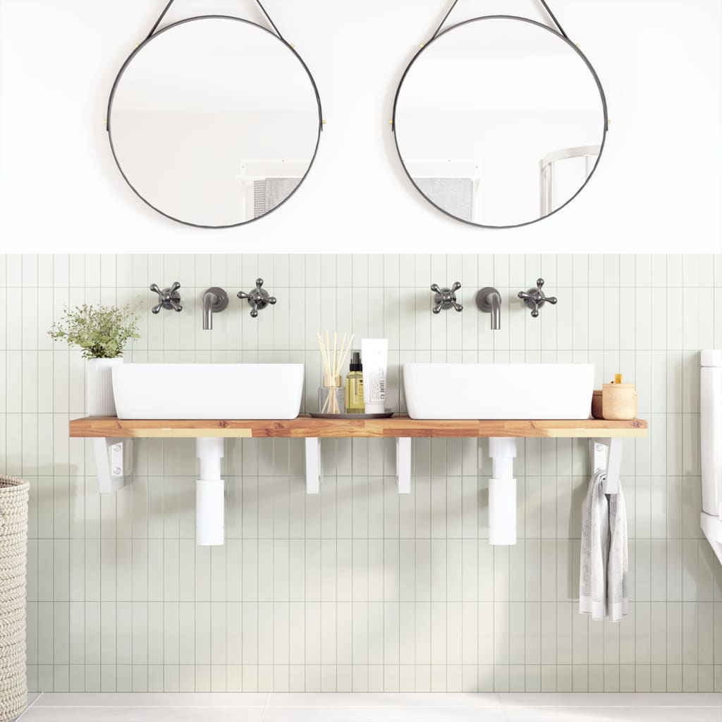 vidaXL Basin Shelf Wall Mounted Steel and Solid Wood Acacia