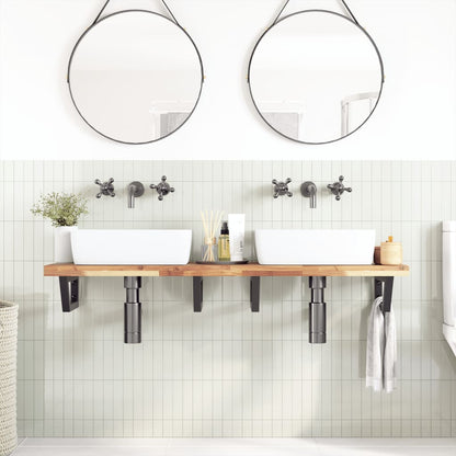 vidaXL Basin Shelf Wall Mounted Steel and Solid Wood Acacia