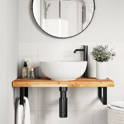 vidaXL Basin Shelf Wall Mounted Steel and Solid Wood Acacia
