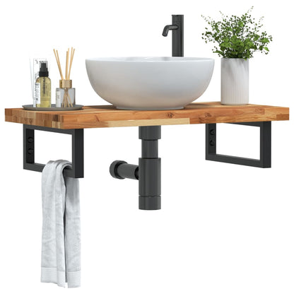 vidaXL Basin Shelf Wall Mounted Steel and Solid Wood Acacia