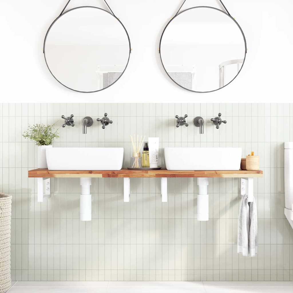 vidaXL Basin Shelf Wall Mounted Steel and Solid Wood Acacia