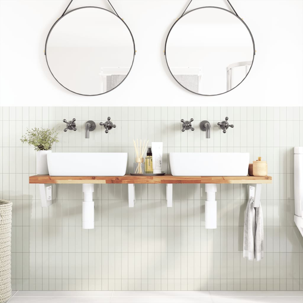 vidaXL Basin Shelf Wall Mounted Steel and Solid Wood Acacia