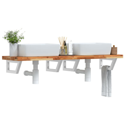 vidaXL Basin Shelf Wall Mounted Steel and Solid Wood Acacia