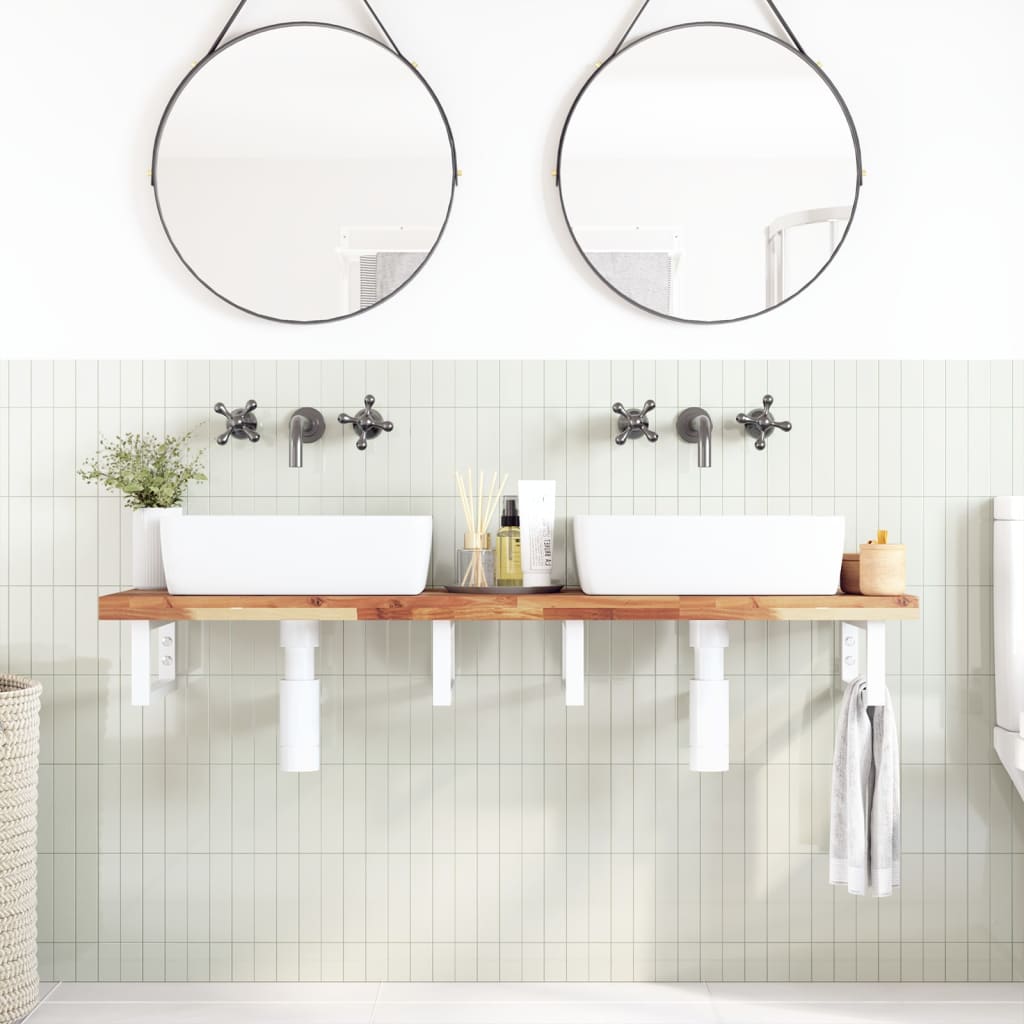 vidaXL Basin Shelf Wall Mounted Steel and Solid Wood Acacia