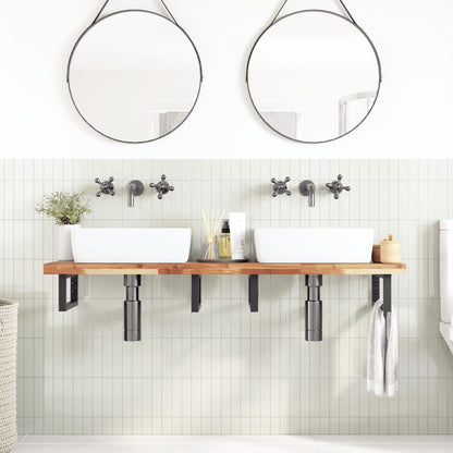 vidaXL Basin Shelf Wall Mounted Steel and Solid Wood Acacia