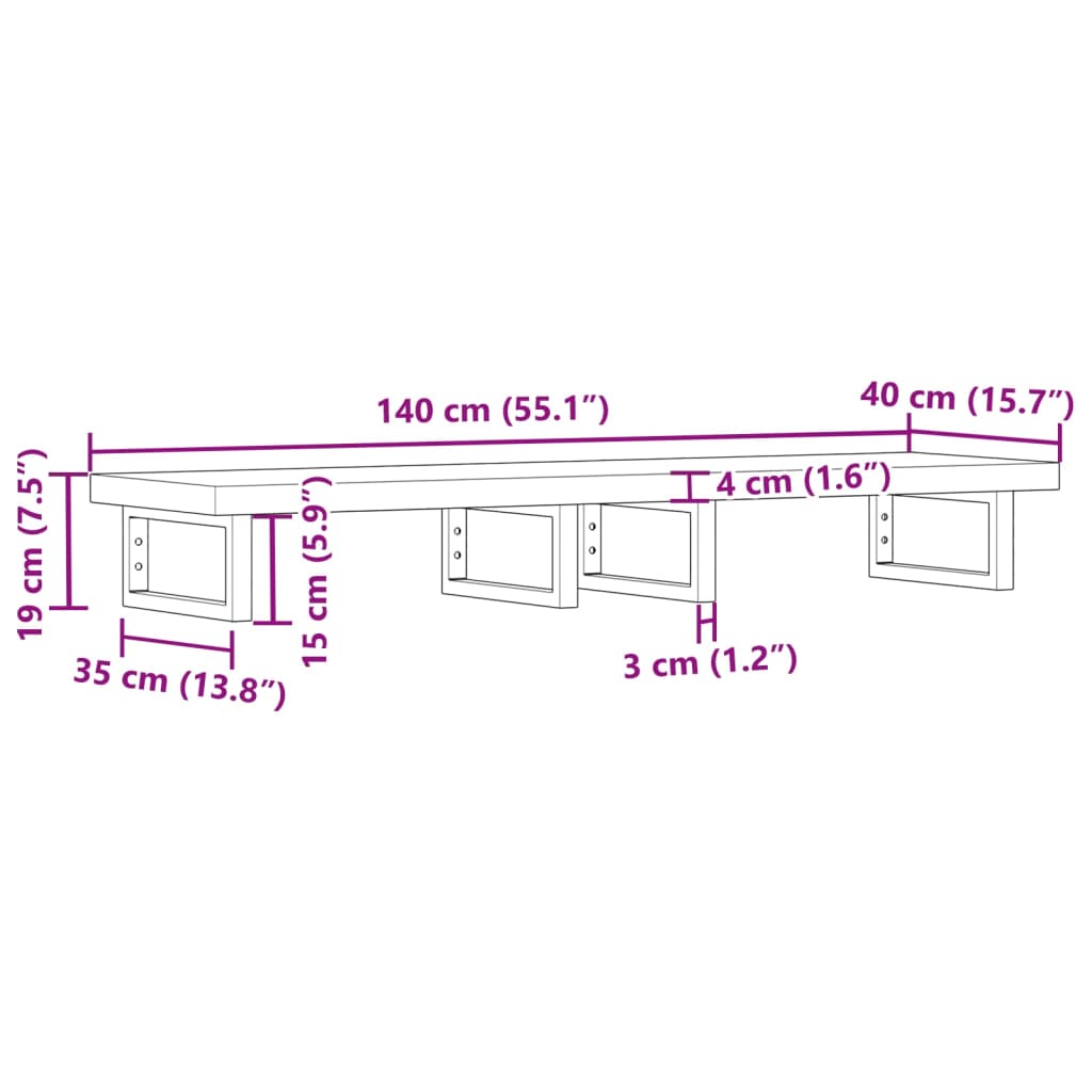 vidaXL Basin Shelf Wall Mounted Steel and Solid Wood Acacia