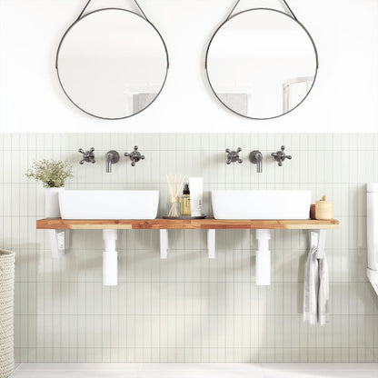 vidaXL Basin Shelf Wall Mounted Steel and Solid Wood Acacia