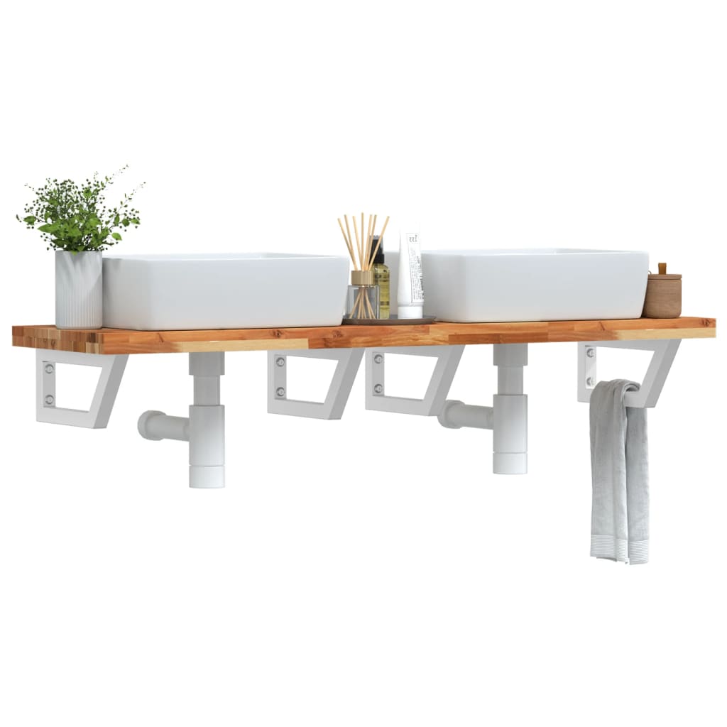 vidaXL Basin Shelf Wall Mounted Steel and Solid Wood Acacia