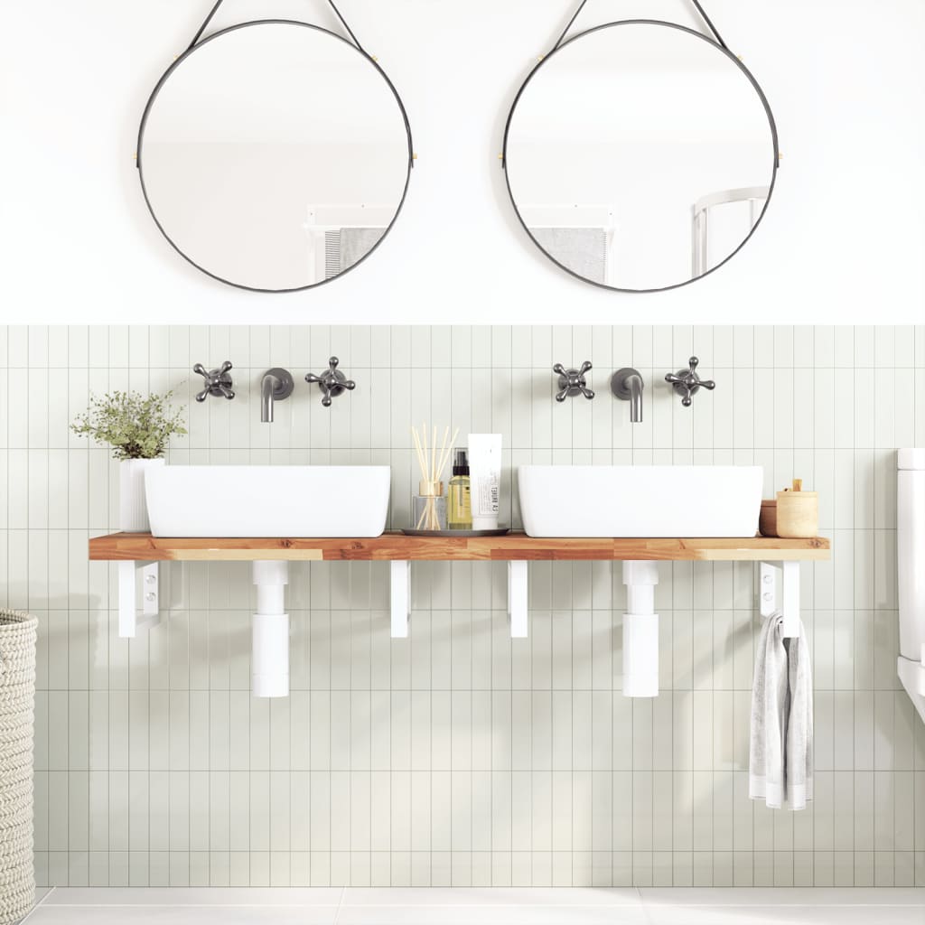 vidaXL Basin Shelf Wall Mounted Steel and Solid Wood Acacia