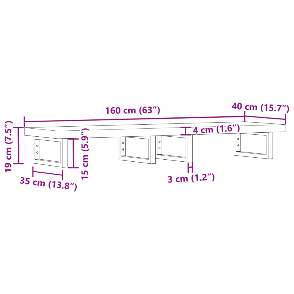 vidaXL Basin Shelf Wall Mounted Steel and Solid Wood Acacia