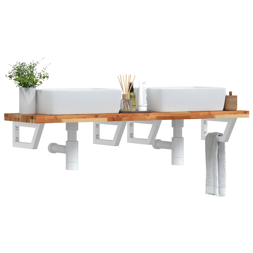 vidaXL Basin Shelf Wall Mounted Steel and Solid Wood Acacia
