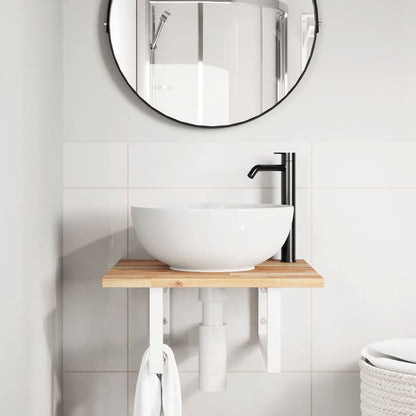 vidaXL Basin Shelf Wall Mounted Steel and Solid Wood Acacia
