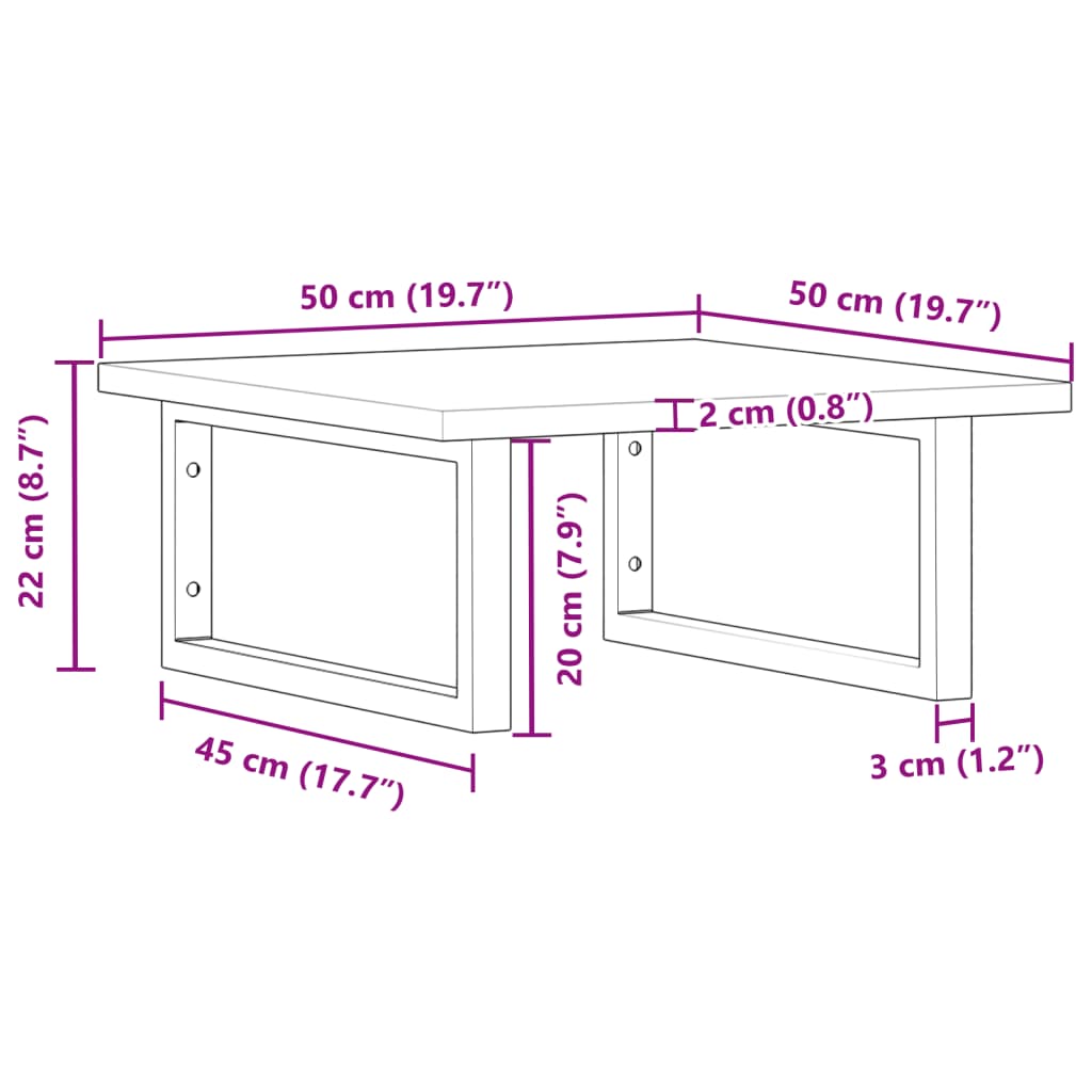 vidaXL Basin Shelf Wall Mounted Steel and Solid Wood Acacia
