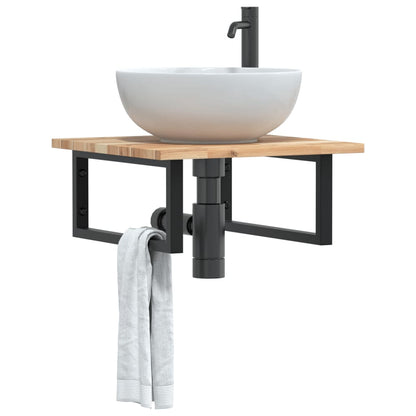 vidaXL Basin Shelf Wall Mounted Steel and Solid Wood Acacia